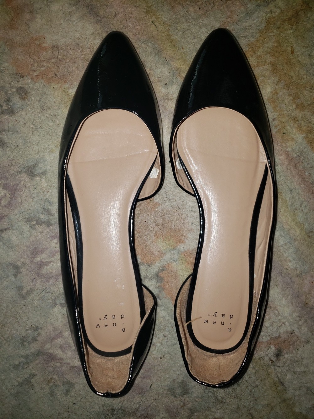 a new day Black Patent Pointed D'Orsay Flats